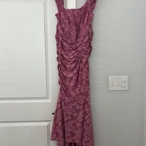 House of CB Floral High Low Dress in Dusty Rose